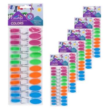 Imagem de Kit 72 Pregadores Roupas Silicone Prendedores Varal Casamia, Colorido