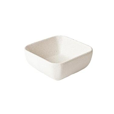 Imagem de Prato de exibição de lanches quadrados coloridos sob o vidrado de cerâmica japonês simples retrô talheres - branco enferrujado