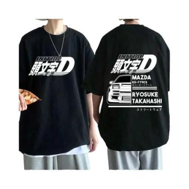 Imagem de Camiseta Unissex Dupla Face Anime Drift AE86 Initial D Com Gola Redond