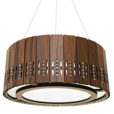 Imagem de Lustre Decorativo Madeira Pendente Redondo Arpoador 60Cm - Luminária I