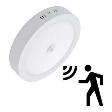 Imagem de Plafon Sobrepor Sensor De Presença Led Redondo Bivolt 18w - Embralumi,
