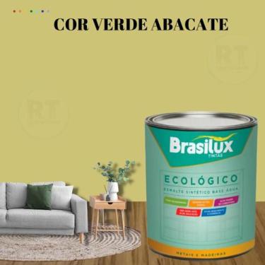 Imagem de Esmalte Sintético Base Água Brasilux Ecologico Cor Verde 800ML Brilhan