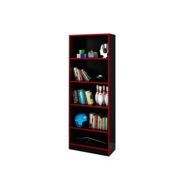 Imagem de Estante Infantil ME4141 c/ 4 Prateleiras Preto/Vermelho - Tecno Mobili