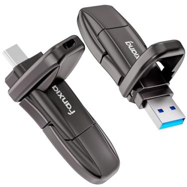 Imagem de fanxiang Flash Drive 512 GB, USB 3.2 Gen2 até 1050 MB/s, unidade USB, USB A + SSD portátil externo tipo C para iPhone 15/Pro/Android Phone/Windows/MacPC/laptops, FF952