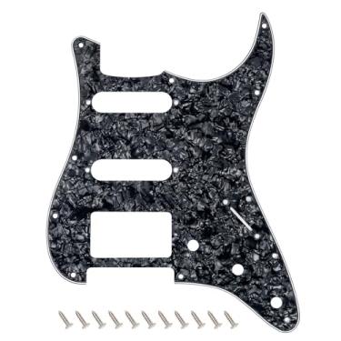 Imagem de Banworks 4 Ply Strat HSS Pickguard 11 furos para guitarra elétrica Pickguard SSH placa de risco para para-lama EUA/Mexicano estilo moderno Stratocaster ST JT/HB-02 Black Pearl