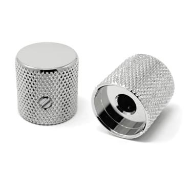 Imagem de Vintage Forge Puxadores cilíndricos finos de metal cromado para guitarra elétrica e baixo (conjunto de 2) eixo de 6 mm com parafuso de fixação BK40M-CHR