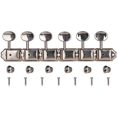 Imagem de 1 conjunto de 6 afinadores de guitarra vintage em linha cabeças de máquina para guitarra elétrica Squier Fender Strat/Tele estilo níquel