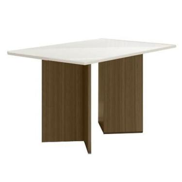Imagem de Mesa de Jantar Helo 136cm com Vidro Carvalho/Off White - Poliman - Pol