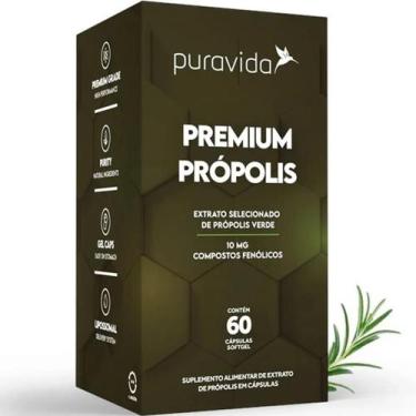 Imagem de Premium Própolis 10mg Compostos Fenólicos Puravida 60 Cáps, Sem sabor