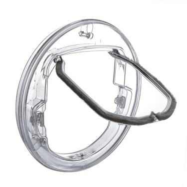 Imagem de KiBcsLic Porta para animais de estimação com 4 travas, instalação fácil e exclusiva, portão para gatos, portas de correr de vidro, tela para cães pequenos, Transparente