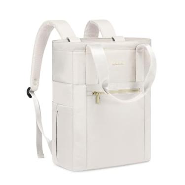 Imagem de LOVEVOOK Mochila para laptop feminina, bolsa conversível, bolsa para laptop, mochila leve para viagem, trabalho, computador, Branco, 15.6 inch, Mochilas Tote
