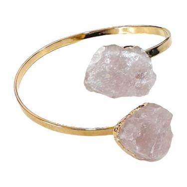 Imagem de Bracelete Pulseira Pedra Natural Quartzo Rosa Ajustável - Equilíbrio P