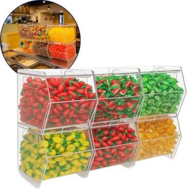Imagem de Baleiro 6 Pçs Doces Balas Display Balcão Bancada Expositor Acrílico Tr