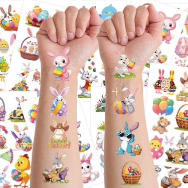Imagem de 100 peças (10 folhas) de Tatuagens de Páscoa para crianças - Essenciais de Cesta de Páscoa - Adesivos de Enchimento de Ovos para Meninos e Meninas, Presentes de Páscoa para Adolescentes - Jogos de