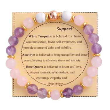 Imagem de KSQS Pulseira De Contas Pedras Curativas Para Mulheres, Proteção E Equilíbrio Com Preciosas Naturais, Cristal Espiritual Alívio Da Ansiedade Cartão Significado (Nº 42)