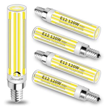 Imagem de Megereet Lâmpadas LED E12 reguláveis atualizadas 100W 120W equivalente a lâmpada incandescente, lâmpada de candelabro E12 super brilhante COB E12 lâmpada de milho LED 12W 1300LM, luz do dia branca