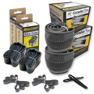 Imagem de Kit de substituição de pneu Growler Tire 66 x 2,125 polegadas com ou sem tubos internos. Inclui ferramentas. Serve para bicicletas com aro ou rodas de 26 x 4,75 ou 26 x 2,125 (sem logotipo, 2 pacotes com tubos)