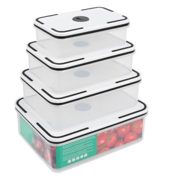 Imagem de Kit 4 Potes Herméticos Retangulares com Tampa de Vedação em Silicone – Potes Plásticos Transparentes BPA Free, Conjunto de Vasilhas Herméticas para Alimentos – (500ml a 2L)