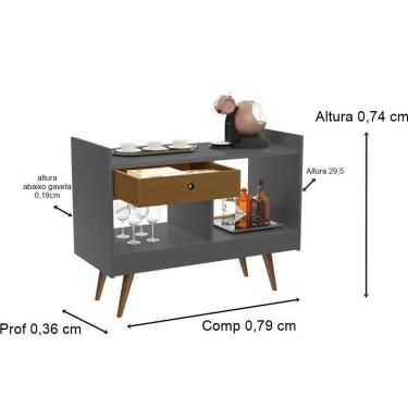 Imagem de Aparador Buffet Retrô Pés Palito Madri 4064 Cor Onix /