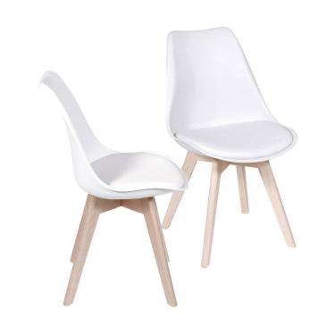 Imagem de Kit 2 Cadeiras Boxbit Joly Saarinen Base Em Madeira Branca