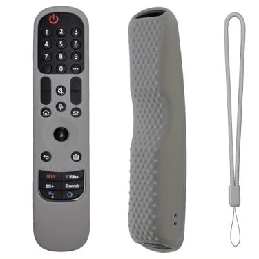 Imagem de MRSVI Capa de silicone para MR24GA/MR21GA/MR22GN/MR23GA, capa protetora compatível com LG Magic TV C2 C3 G3 OLED controle remoto Slicone com cordão (azul brilhante) (cinza)