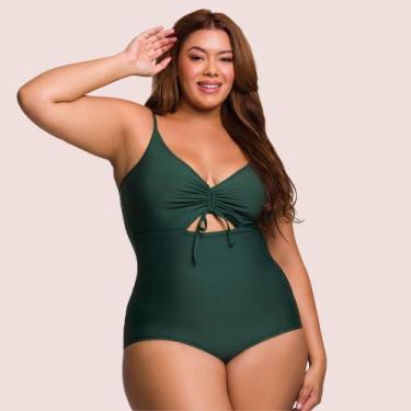 Imagem de Maiô Selene Plus Size Regata Clássico Verão Alcinha, Verde, XXXG