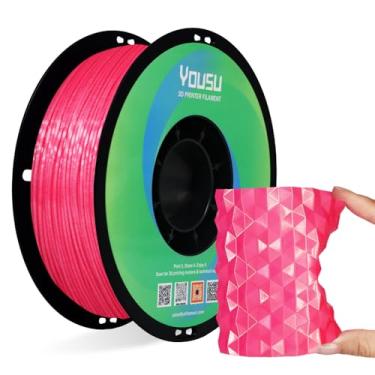Imagem de YOUSU Filamento TPU de seda 1,75 mm, filamento flexível de impressora 3D TPU 95A, carretel de 1 kg (1 kg), precisão dimensional +/- 0,02 mm, rosa TPU de seda