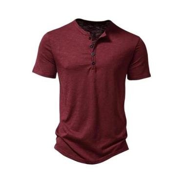 Imagem de Camiseta Henley Masculina Casual - Manga Curta, Gola Polo, Algodão Pre