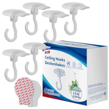 Imagem de TAILI Ganchos de teto adesivos para pendurar plantas, ganchos de parede adesivos removíveis resistentes sem perfuração para pendurar luzes de Natal guirlanda casaco para porta de cozinha, adequado