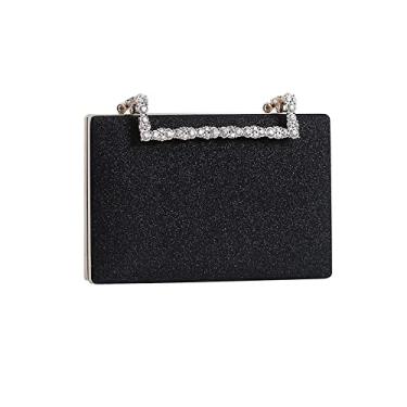 Imagem de CORIOS Bolsa feminina clutch com glitter para noite com lantejoulas, bolsa de mão brilhante, bolsa de casamento, Preto, Large