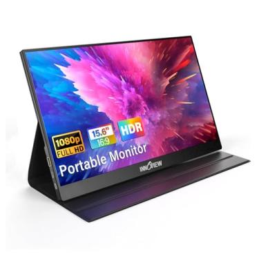 Imagem de InnoView Monitor portátil, monitor externo FHD 1080P USB C HDMI de 15,8 polegadas para laptop, desktop, MacBook, telefones, tablet, PS5/4, Xbox, Switch, alto-falante embutido com capa protetora (JP)