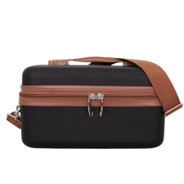 Imagem de Página Inicial/Acessórios/Frasqueiras/Frasqueira Rígida com Alça Bolsa Necessaire Premium Porta Jóias e Maquiagem Estilo Baú - Mendoza - Cruzeiro (Preto)