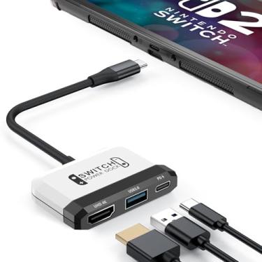 Imagem de RREAKA Switch2 TV Dock para Nintendo Switch 1 e 2, adaptador de TV de comutação 3 em 1 com porta 4K HDMI, porta USB 3.0, carregamento tipo C 100 W, suporte de estação de acoplamento portátil, para
