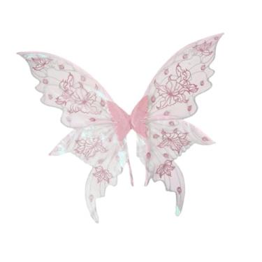 Imagem de YIJU Asa de fada para adultos, dramatização, cosplay, brilhante para carnaval, adereços fotográficos, feriado, Rosa