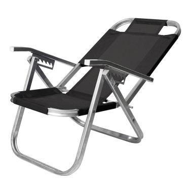 Imagem de Cadeira de Praia Botafogo Ipanema Reclinável Preta