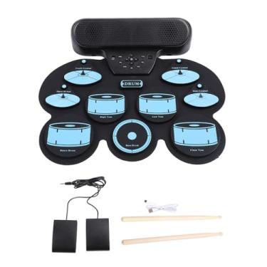 Imagem de Bateria eletrônica Pad Mão Rolou Drum Pad Alto-falantes Duplos Silicone Recarregável Roll Up Drum Pad Pedal Dobrável para Casa