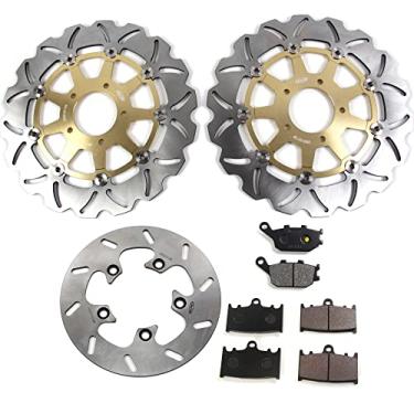 Imagem de Arashi Rotores e pastilhas de disco de freio dianteiro traseiro para Suzuki SV1000 SV1000S 2003-2007, acessórios de substituição de motocicleta dourado