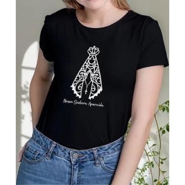 Imagem de Camiseta Camisa Algodão Feminina Masculina Adulto Nossa Senhora Aparec