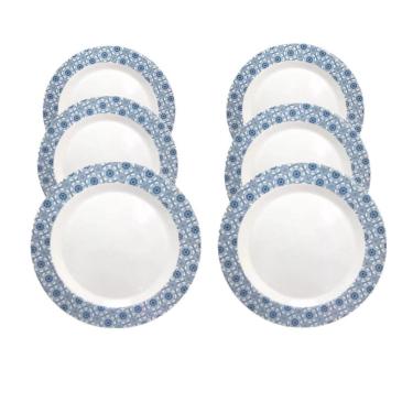 Imagem de Jogo Jantar 6 Pçs Prato Fundo Decorado Melamina 25Cm 2009Cor