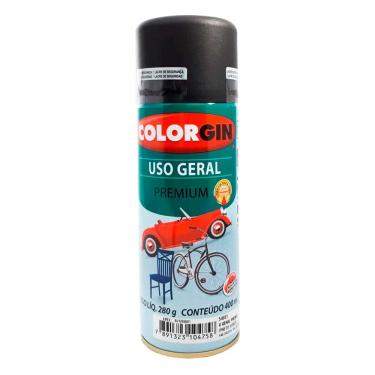 Imagem de Spray Preto Fosco Colorgin Uso Geral Secagem Rapida Pratica
