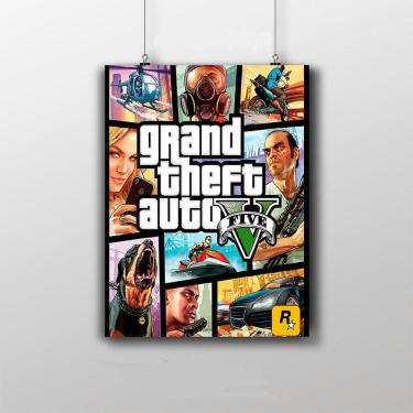 Imagem de Placa Decorativa Gta V Game Poster Gta 5