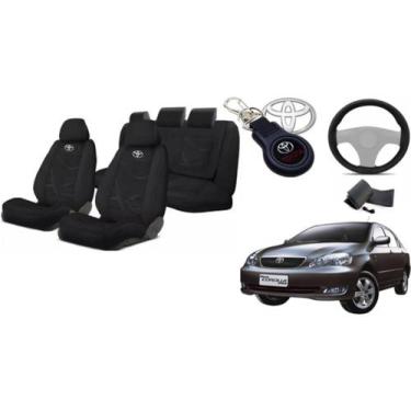 Imagem de Kit Personalizado Tecido Capas Corolla 03-08 + Volante + Chaveiro - Ir