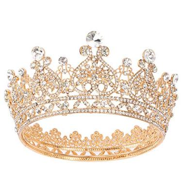 Imagem de AOPRIE Victoria Tiara dourada de 1870 e coroas para mulheres, meninas, coroas de princesa, coroa elegante com pentes, faixas de cabelo femininas, para noivas, casamentos, formaturas, festas de aniversário, tiaras para mulheres