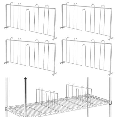 Imagem de MOLIGOU 4 divisórias de prateleira de arame, divisórias verticais de prateleira de 45,7 cm L x 23 cm A, separadores de prateleira para organização de prateleiras de arame
