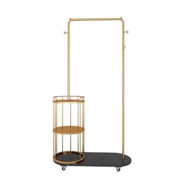 Imagem de hezhuhe2258 Prateleira para casacos, suporte para roupas de chão, quarto, suporte de cabeceira, moderno, móvel, cabideiro, cabideiro, suporte (dourado + preto)