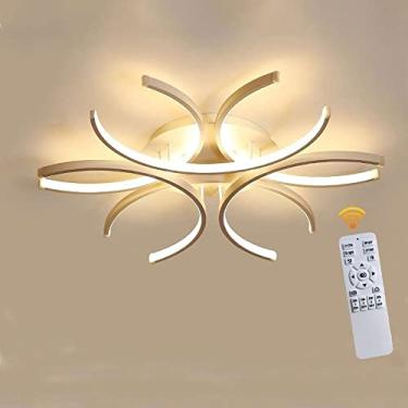 Imagem de Luminária de teto LED regulável, moderna, embutida, com 6 luzes, design em formato de flor, lustres de acrílico de metal branco com controle remoto, luminárias de teto,