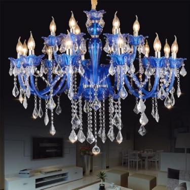 Imagem de Luminária pendente de vela de cristal europeia, sala de estar de luxo, restaurante, quarto, quarto de menina, vila, hotel, loja de roupas, salão de beleza, café, bar, lustre KTV (F 18 luzes)