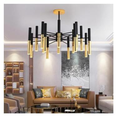 Imagem de Lustre moderno de LED, luminária suspensa, lustre compatível com luminárias pendentes de cozinha, compatíveis com iluminação interna de sala de estar, lustres de LED, 12 h, ouro-16 cabeças
