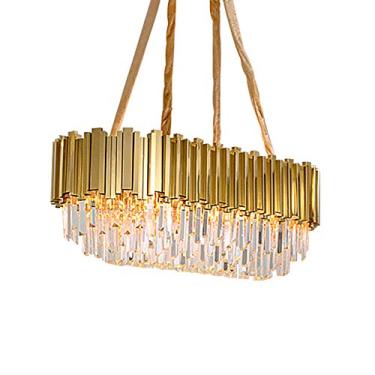 Imagem de Lustre de cristal dourado moderno, luminária de teto embutida para quarto, sala de estar, sala de jantar, escritório 80 * 30 * 35 cm