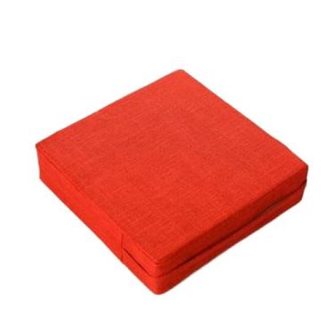 Imagem de pufe Almofada de linho quadrado futon piso tatami almofada removível meditação travesseiro ioga(Orange,60cm)